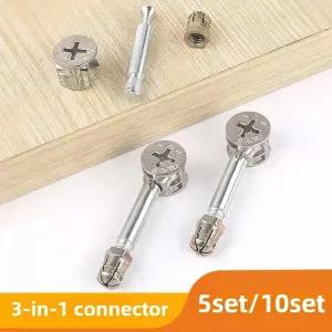 목공피스 목재 M6 가구 볼트 너트 세트 옷장 책상 연결 커넥터 나사 길이 32 35 40mm 3-in-1 목공용