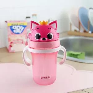 이유식용품 입체 핑크퐁 빨대컵