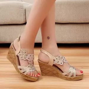 F4 웨지샌들 여성샌들 여름샌들 웨지샌들 여름슬리퍼 플랫샌들 여성슬리퍼 (W6763DE)