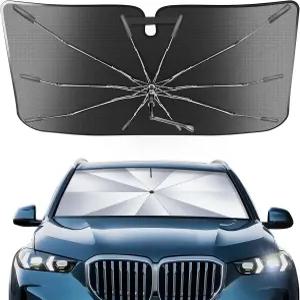 휴대용 BMW X5 2019-2025 윈드실드 선쉐이드 우산(캐리백 포함) 2 in 1 스 크리스탈 내구성 컴팩트 그늘막
