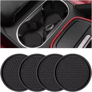 KHGUZ 4PCS 자동차 컵코스터 미끄럼 방지 방수 자동 삽입 홀더 패드 충격 차량 실내 장식 내장 병 매트