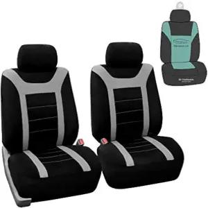 FH 그룹 카시트 커버 스포츠 패브릭 페어 에어백 세트 자동차 트럭 및 SUV(그레이/블랙)를 위한 간편한
