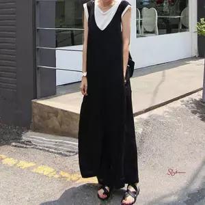 U넥 와이드핏 군살커버 빅사이즈 점프수트 여유핏abc500