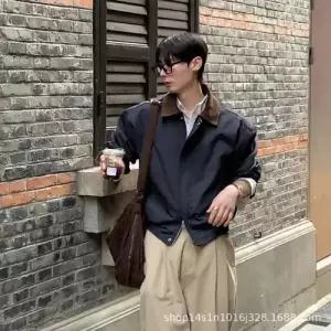 남친 빈티지 배색 코트 봄가을 통기성좋은 상의 쾌적한 지퍼 집업점퍼 MODU1