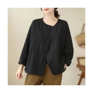 여성 봄 가디건 빅사이즈 워싱 순면 상의 긴팔 아우터 카디건 DUCHI1