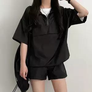 [룽스_65]아노락 트레이닝세트 헬스복 반집업 셋업