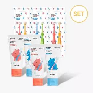 에이카랩스 코뿔소 치약 4개 + 칫솔 3세트 어린이집 유아 충치예방 콤보세트 모음 택 MNS