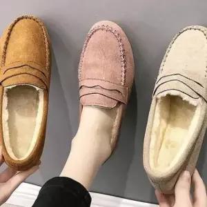 귀여운로퍼 따듯한 여자 단화 모카신 로퍼 털안감 스웨이드 플랫