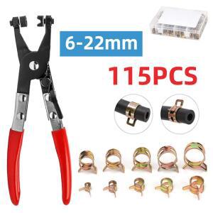 115Pcs 스프링 호스 클램프 6mm 22mm 아연 도금 오일 클립 워터 펜치 자동차 오토바이 파이프