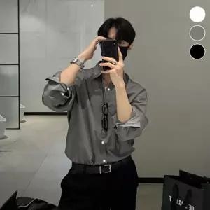 긴팔 남녀공용 줄무늬 정장남방 단가라 정장 드레스