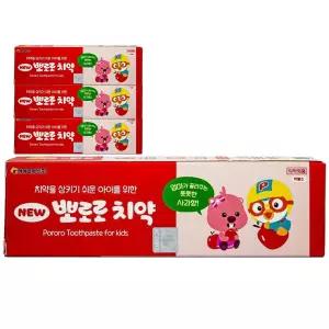 케이엠제약 뉴 뽀로로치약 사과향 저불소 90g 4개