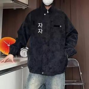 남성 빈티지 심플데일리룩 항공 점퍼 나염 가죽 재킷 야상 쇼트 봄가을 야구 OOTD3