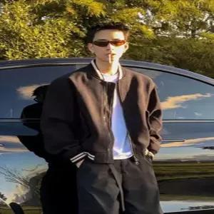 회색 모직 빈티지 남친 도톰 코트 자켓 점퍼 심플데일리룩 쇼트 항공 파일럿 봄가을 야구복 OOTD3