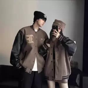 남성용 빈티지 가을 심플데일리룩 항공 점퍼 스타디움 커플 PU가죽 재킷 OOTD3