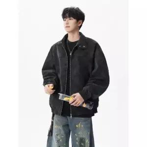 남사친 빈티지 가을 항공 나염 커플 PU가죽 자켓 코트 심플데일리룩 점퍼 상의 트렌드 OOTD3