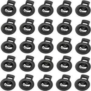 가방 마스크 의류 파라코드를 위한 100Pcs 싱글 홀 블랙 플라스틱 잠금장치 드로스트링용 볼 모양 토글