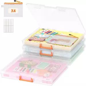 Lifewit 보드 게임 보관함 4개 12.2x10.6 래치가 있는 종이 용기 파일 문서 퍼즐 카드 미술 용품을 위한