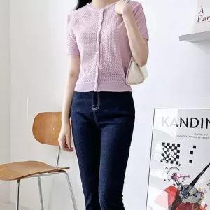 펀칭 크롭 패턴 여름 반팔 데일리 가디건jkl283