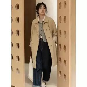 여사친 하프 빈티지 트렌치 코트 트렌디 슬림핏 상의 봄가을 아이템 칼라 HT1