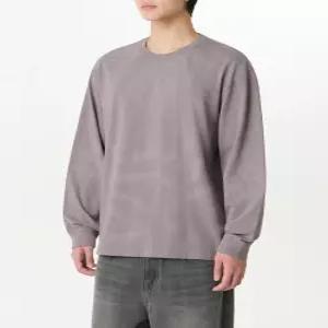 무신사 스탠다드 블리치 릴렉스드 립 커프스 긴소매 티셔츠 퍼플 그레이 730479