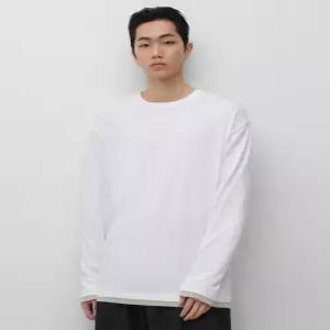 무신사 스탠다드 CR 레이어드 헴 긴소매 티셔츠 화이트 8794685