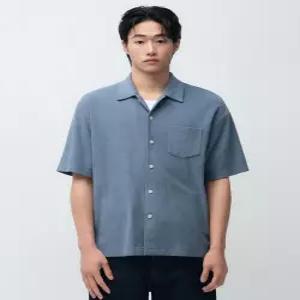 무신사 스탠다드 테리 클로스 반소매 셔츠 블루 그레이 995806