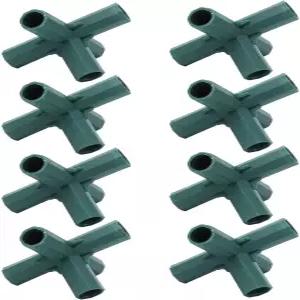 사이랭크 8pcs 가드닝 프레임 커넥터 5방향 코너 플랜트 스테이크 펜싱 파이프 조인트 지지 온실 빌딩