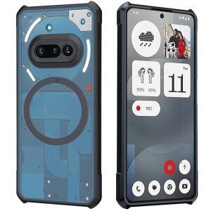 Guizzcg for Nothing Phone 3a 마그네틱 케이스 [Magsafe와 호환] 부드러운 TPU 범퍼 + 아크릴 백 밀리터리 등급 에어백 흔들림 방지 낙하 보호, 블랙