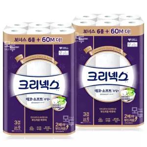 크리넥스 데코앤소프트 수딩플러스 27M 30롤(24+6)x2팩 /화장지 휴지