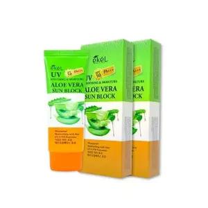 ( )1+1이켈 수딩앤모이스쳐 알로에베라 선블럭70ml 선크림 자외선차단제 선블록 썬밤 SPF50+ PA+++