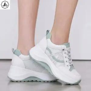 [애슬릿] 키높이 스니커즈 배색 라인 밴딩 레이스업 단화 5cm