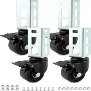 QWORK 저장 랙 캐스터 휠 4팩 3인치 헤비 듀티 1500파운드 최대 총 용량 선반 액세서리 볼트 없는 셀프