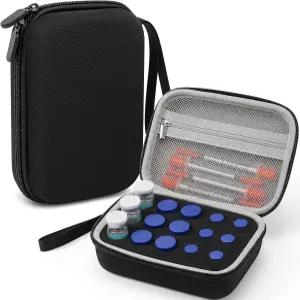 폼 인서트가 있는 15 슬롯 인슐린 바이알 프로텍터 케이스 1ml 하드 쉘 펩타이드 정리 가방 휴대용 미니