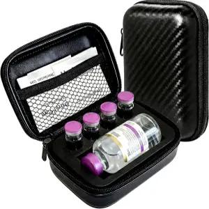 냉장고 및 여행용 펩타이드 케이스 듀얼 사이즈 3ml/30ml 바이알 보관 정리함 메쉬 포켓이 있는 충격 방지