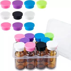 냉장고용 톤삼보 3ml 투명 바이알 케이스 10PCS 컬러 실리콘 캡이 있는 보관 10개의 슬롯