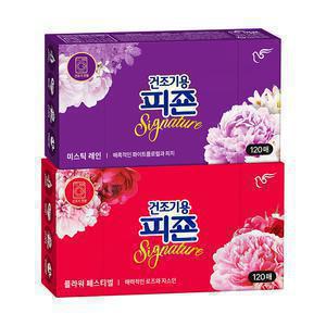 피죤 건조기용 드라이시트, 미스틱레인, 120매, 1개 + 플라워페스티벌, 120매, 1개