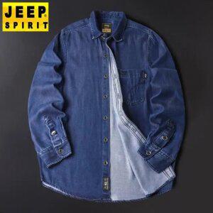 JEEP SPIRIT 가을/겨울 남성용 데님 셔츠 루즈 캐주얼 텐셀 긴팔 상의