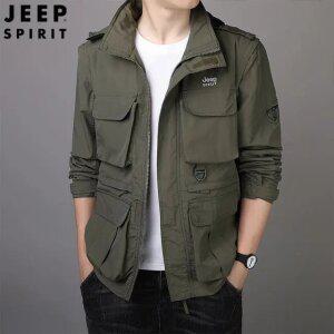 JEEP SPIRIT 가을 야상 자켓 사파리 바람막이 중년남성 슬리브 탈부착 재킷