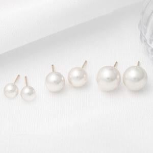 14K 골드필드 6mm 8mm 10mm 스와로브스키 진주 볼 귀걸이 여자 심플 데일리 패션 금 핀