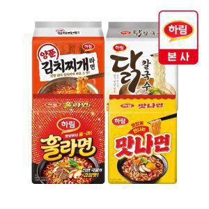 [하림] 훌라면 4입+양푼김치찌개4입+맛나면4입+닭칼국수 4입