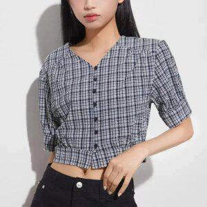 [미쏘] 브이넥 5부 블라우스 (MIWBWD822B-T)