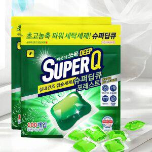 슈퍼딥큐 포레스트 100개입X2개(총 200개입) 고농축 캡슐세제 대용량 실내건조 드럼 일