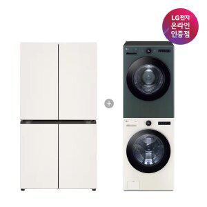 [체감가 388만] LG 매직스페이스 냉장고 + LG 트롬 세탁기건조기 세트 (T875MEE111 +