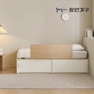 장인가구 도피오 슬라이딩 빅수납 침대 프레임 SS (높이420)+본넬+밀림방지패널+안전가