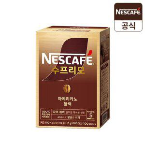 [장바구니5%] 네스카페 수프리모 커피 아메리카노 블랙 스틱 100T