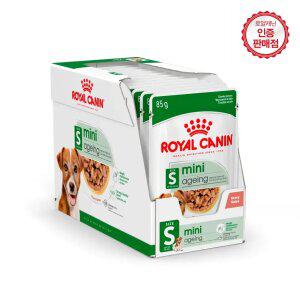 로얄캐닌 강아지사료 미니 에이징 파우치 85g 12개(1BOX)+클립