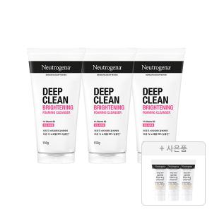 뉴트로지나 NEW 딥클린 브라이트닝 포밍 클렌저 150g, 3개+증정(젠틀폼 클렌저 10g, 3