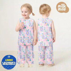 [밀크마일] 샤이닝퍼플플라워냉감주름상하복