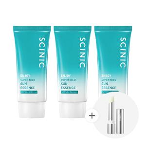 싸이닉 어워드 위너 엔조이 슈퍼 마일드 선 에센스 50ml 3개(UV쉴드 클리어 립밤 증정