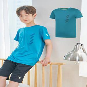 푸마 주니어 남아 메쉬 홈웨어 반팔 티셔츠 (그린)